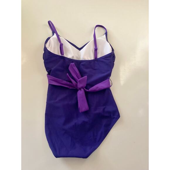 Women's Swimsuit Bathing Suit Size S Purple Belted Retro NWOT - Picture 4 of 4